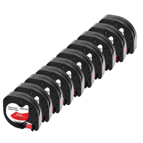 10pk 12mm LT�e�[�v���x�����[�J�[�ƌ݊����̂���LT100H LT100T���91201 91331 12267 91200 91202���x���e�[�v(Black on Red)