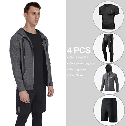 Foto von MEETYOO Kompressionsshirt Herren, Leggings Sport Laufhose Funktionsshirt Männer Jacke Kompressionshose Funktionswäsche für Running Gym Fitness