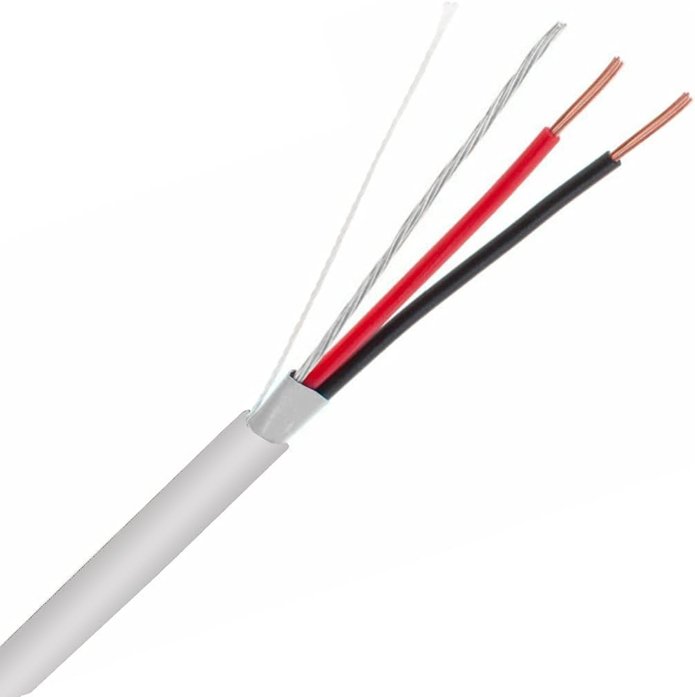 InstallerCCTV Shielded Alarm Control Cable, 22 AWG 2 Conductors (7 Strand) Riser Alarm Cable, 125ft, Full Copper, for Fire/Sound/Security Burglar Station Wire Security