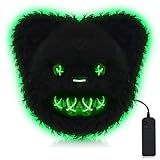 Zhwidnerso Máscara de oso de Halloween aterradora para adultos, máscara de Halloween con luz de terror, divertida máscara LED de Halloween para hombres y mujeres, disfraz de festival de Halloween