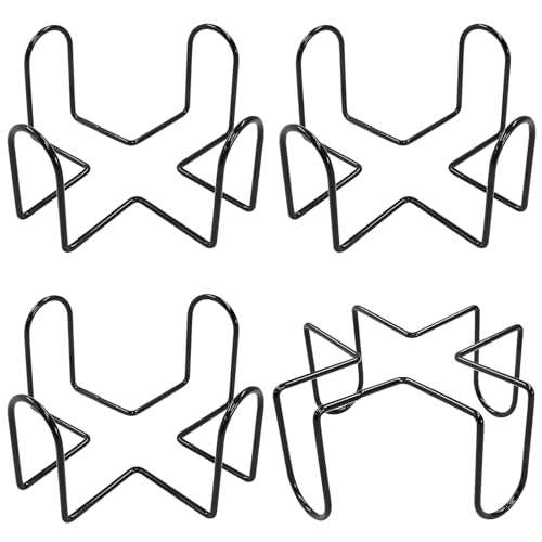 Hordion 4 Pack Metal Coaster Holder 4.4 Inch Black Iron Coaster Stand