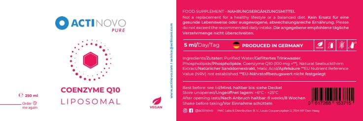 Coenzyme Q10 | 50 Daily doses of 100 mg CoQ10 | Vegan | 250 ml | Highly dosed & Laboratory Tested | More Effective Than Capsules & Powder | Liposomal | Gluten-Free | Made in Germany