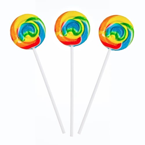 Rainbow Swirl Pops – 12 Fruit-Flavored Vegan Lollipops Individually Wrapped – Mixed Fruit Suckers for Party Favors, Classroom Treats & Candy Buffets
