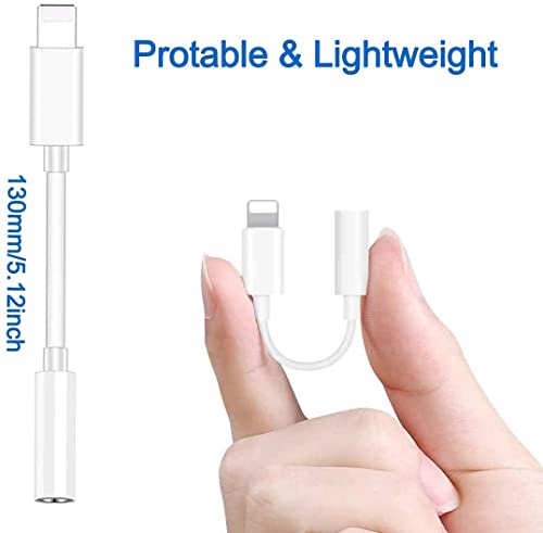 Image of i-Phone 3.5mm Headphone Jack Adapter - Aux Audio Dongle for iPhone 14, 13, 12, 11, XS, XR, X, 8, 7 - Fully Compatible with All iOS Devices for Seamless Audio Connection (White)
