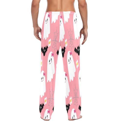 Qilmy Cute Ghosts Men's Cotton Pajama Pants, Lightweight Lounge Sleepwear with Drawstring and Pocket3