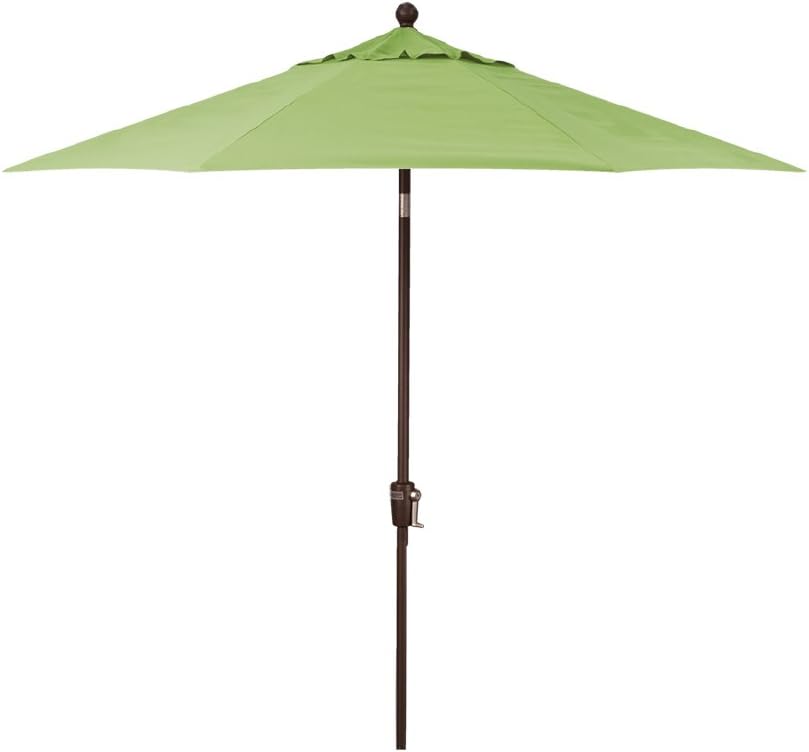 Octagonal 9 ft Patio Umbrella - Outdoor Furniture Table Umbrella – Push-Button Tilt – Bronze Aluminum Frame (Obravia2, Kiwi)