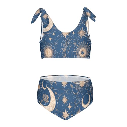 KLL Mandala Moon Sun Zodiac Girls' 2 Piecing Bikini Sets Beach Swimsuits Swimwear Cute Shoulder Strap