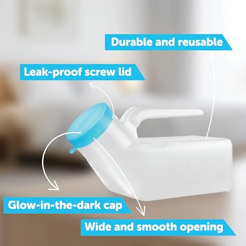 JFA Supplies Male Urinal Bottle/Urine Bottle 1L with Glow in Dark Lid - Image 5