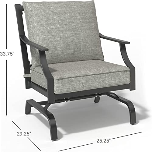 Grand Patio Bistro Sets Metal Rocking Chairs Patio Chairs Indoor Outdoor Chat Set A Comfortable Shake Of 5-10° Unique Design Patio Set Wrought Iron Chair Set With Grey Cushions 2Pc #TOP6