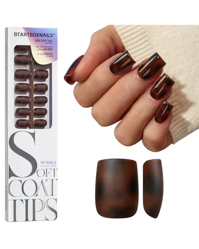 BTArtboxnails SOFTCOATTIPS Press On Nails - Tortoiseshell Short Square...