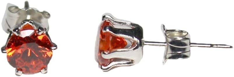 Mexican Fire Opal Stud Earrings for Women in 925 Sterling Silver Handmade in USA