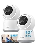 ieGeek 5MP 2.4G/5GHz WiFi Indoor Security Camera, Plug-In Pet Camera with App, Night Vision, 360° PTZ, 4X Zoom, Auto-Tracking, Two-way Talk, Alexa, Memory/Cloud Storage, No Monthly Fee, 2PCS
