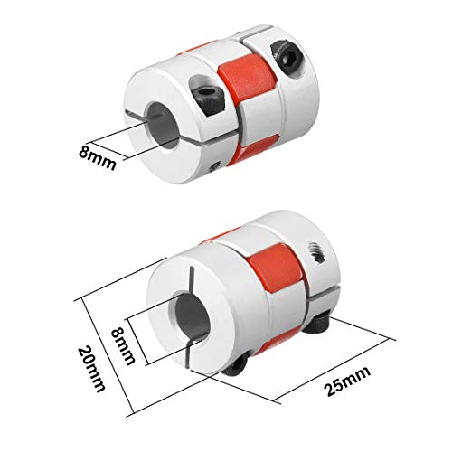 Uxcell 2Pcs Shaft Coupling 8Mm To 8Mm Bore L25Xd20 Flexible Coupler Joint For Servo Stepped Motor #TOP1