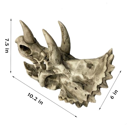Image of kathson Large Resin Dinosaur Triceratops Skull Decor Aquarium Decoration Reptiles Hideout Fish Tank Ornament Home Landscape Decor