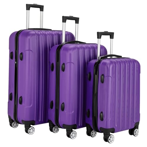 Luggage 3 Piece Sets Suitcase Set Multifunctional Large Capacity Traveling Storage Lightweight Carry On Hardside Wheel with 4 Rollers for Travel, Moving and Business Trip Maleta Purple2