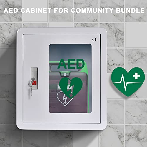 Svoomvs Aed Cabinet, First Aid Aed Defibrillator Wall Mounted Storage Cabinet, Stainless Steel Snap Lock With Key, Fits All Brands Cardiac Science For Home, Public Places, 15.7 X 14.2 X 7.8 Inch #TOP4