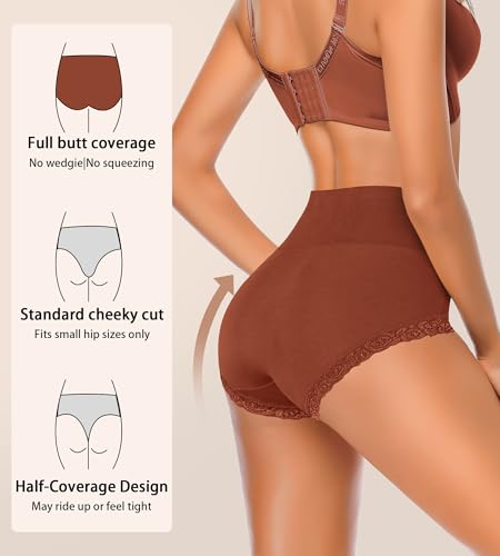 Image of Women's Cotton Underwear,Ladies Soft Stretch Tummy Control Comfy No Muffin Panties Boyshorts