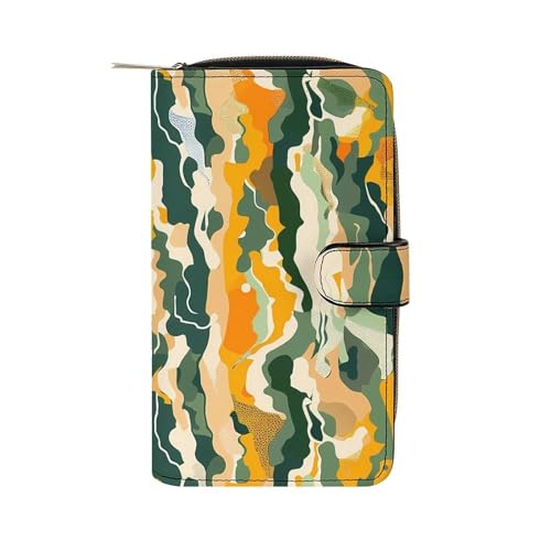Yellow Green Camouflage Women's Wallets Leather Fold Clutch Wallet Credit Card Holder Ladies Travel Purse