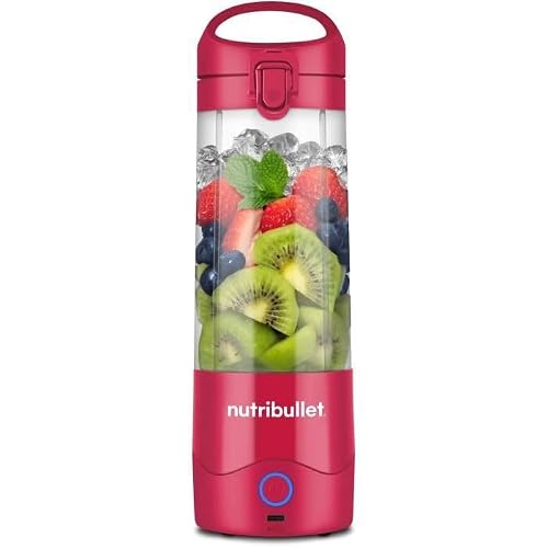 Nutribullet Leggero Frullatore Portatile, 475ml BPA Free Tritan, Mini Frullatore, Lama a 4 Punte Acciaio Inox, Frullatore Multifunzione, Caricatore USB-C, Oltre 15 Cicli Frullatura, NBP003MA, Magenta