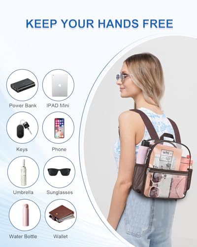 Image of Clear Backpack for Stadium Events, 12x12x6 Small Clear Plastic bag with Reinforced Straps for Game Security Festival Concert