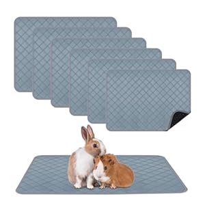 6 Packs Washable Guinea Pig Cage Liners, Waterproof Guinea Pig Pee Pads Reusable Absorbent Bedding Anti Slip Mats for Small Animals Bunny Rabbit Hamster (24 x 18in)