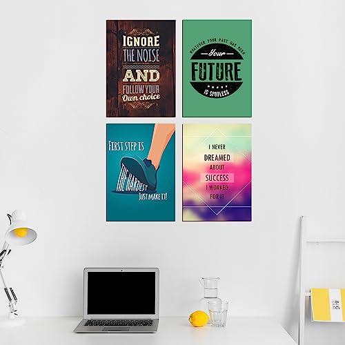 Image of PAPER PLANE DESIGN motivational quotes framed poster for office wall decoration set of 4 (MOTIVATIONAL)