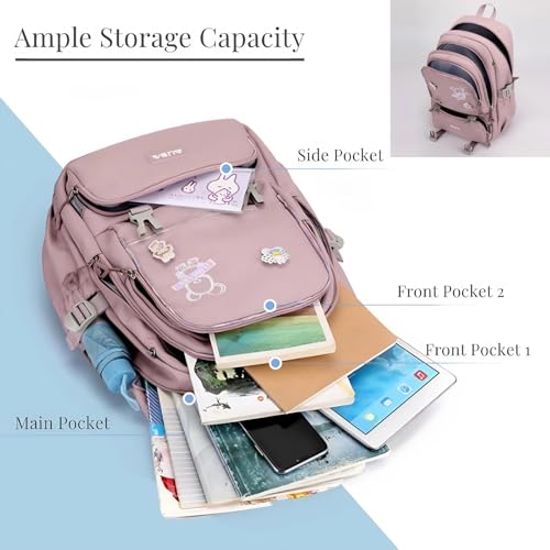 Cute School Laptop Backpack with Large Capacity Multiple Pockets for Girls Travel Friendly with Luggage Strap Accessory Included (Blue)3