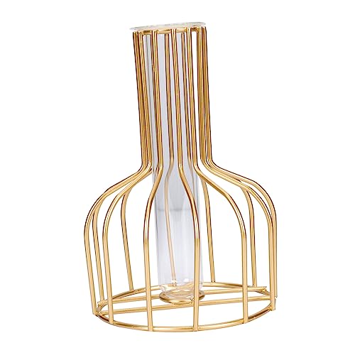 HAMPPLIES Vase à Fleurs Hydroponiques Verre Et Métal Décoration De Bureau Table pour Plantes sans Terre