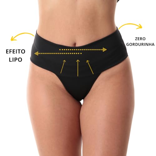 Kit 5 Calcinhas Fitness Alta Compressão Para Barriga - El Eva Lingerie (BR, Alfa, M, Regular, Preto)