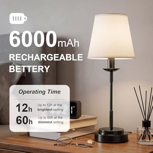 Cordless Table Lamp Black,Rechargeable 6000mAh Battery Operated,17-Inch by WAMCOZ - Used condition - Image 3