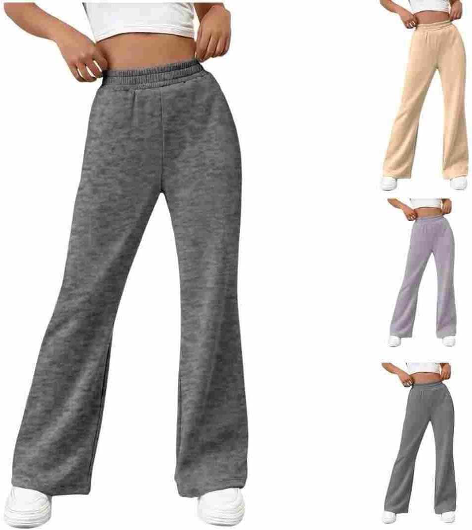 HGps8w Women's Straight Leg Sweatpants Casual Stretch Elastic Waist Comfy Workout Lounge Pants with Pockets