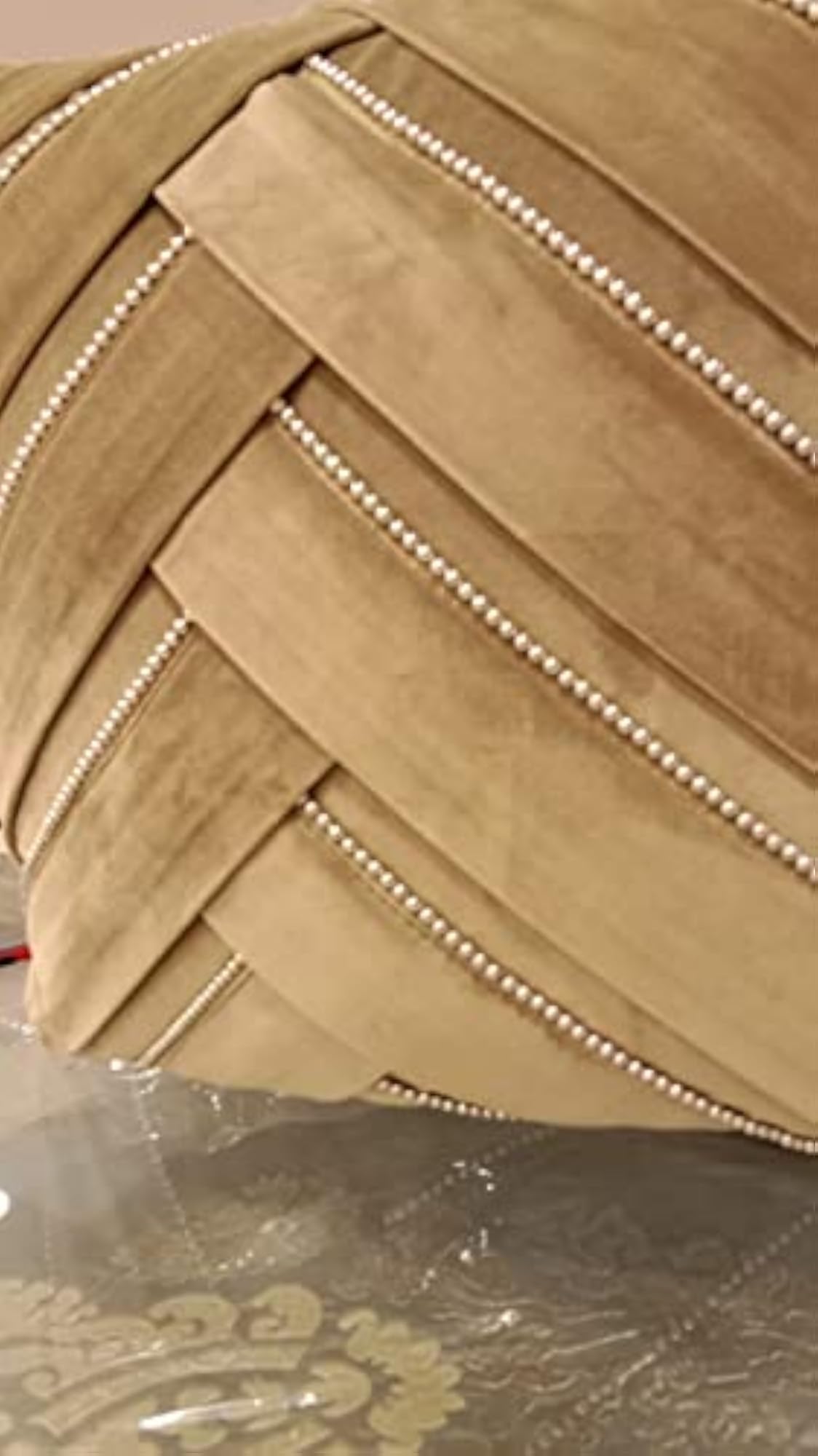 Velvet Beaded Cushion Covers, Silver