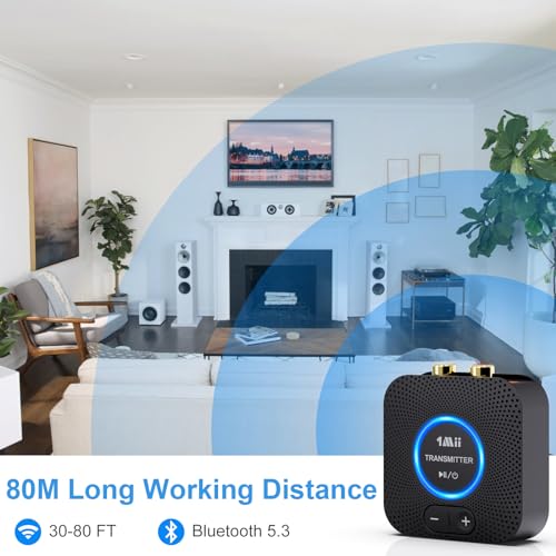 1Mii 2.4Ghz Wireless Audio Transmitter Receiver Set For Tv, 260Ft/80M Long Range 25Ms Low Latency With Aux Rca In/Out,Wireless Audio Adapter For Tv Pc Powered Speaker Amplifier Soundbar thumb #5