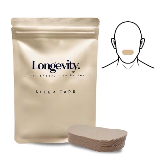 Longevity Sleep Tape - 30 Strips (Beige) - Dermatologically Tested Mouth Tape for Sleeping, Women and Men - Supports Nasal Breathing and Reduces Snoring - 95% Cotton, Rayon-Free Mouthtape