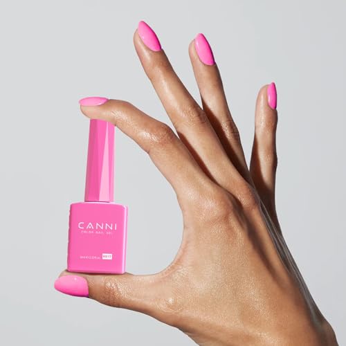 Image of CANNI Pink Gel Nail Polish, 1Pcs Bright Pink Gel Polish Color High Gloss Soak Off U V Nail Manicure Salon DIY