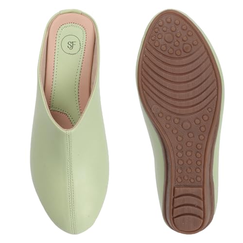 Image of Mules for Women, Open Back Wedge Heel Slip on Formal Shoes & Sandals Girls
