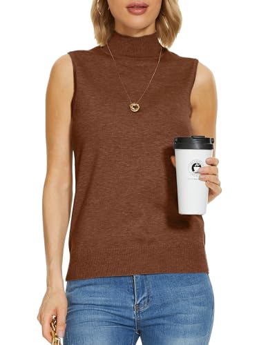 Image of INKOFF Sleeveless Mock Neck Turtleneck Knit Tops Women Dressy Casual Sweater Vest Business Work Tank