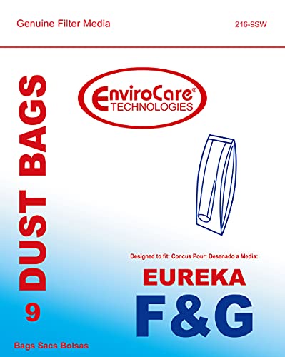 EnviroCare Replacement Premium Vacuum Cleaner Dust Bags made to fit Eureka F&G Uprights 9 bags