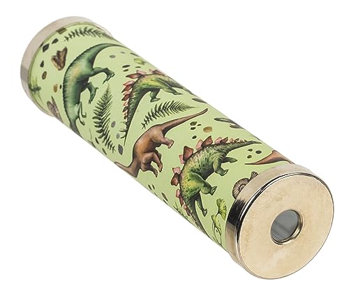 MIJOMA Nostalgisches Kaleidoskop – Für Kinder & Erwachsene – Fantastische Farben, Muster & Landschaften – Papier, Glas, Zinn – 14 cm lang Ø3,5 cm – Perfekt als Mitbringsel & Spaß (Dinosaurier)