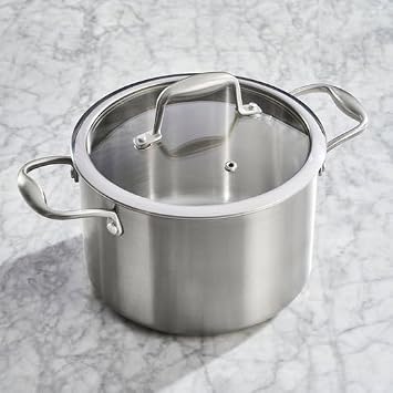 طقم أواني طهي ثلاثية الطبقات من Cooks Professional مكون من 7 قطع | 3 أواني طهي، و2 مقلاة، ومقلاة طهي، ووعاء طهي | متوافق مع All Hobs Inc. آمن للاستخدام في الفرن والحث