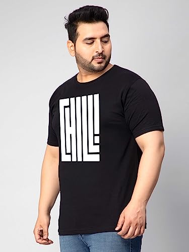 Image of Toodlegram Men Plus Size Cotton Printed T-Shirt Regular Fit Black