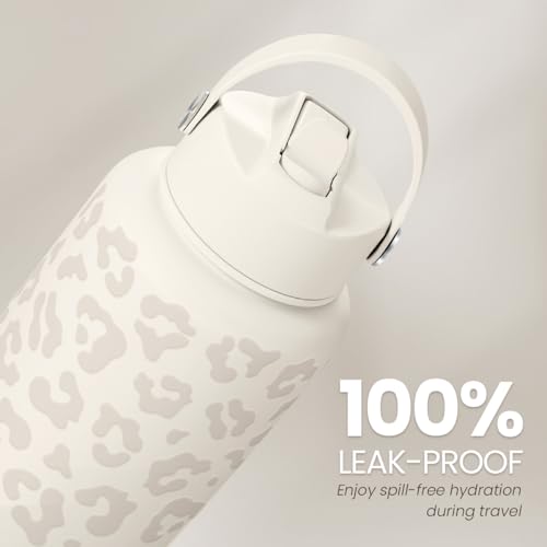 Leopard Print Water Bottle Stainless Steel Vacuum Insulated with Lid Leopard Print Water Bottles for Gym Sports Travel Outdoor Gifts for Women Girls Ladies Birthday by SANDJEST - Image 4