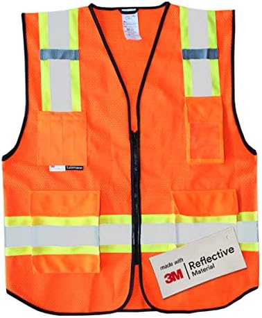 Salzmann 3M Multi-Pocket Safety Vest - Reflective High Visibility Vest - Made with 3M Reflective Material - Meets ANSI/ISEA107