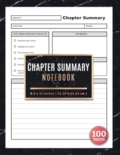 Chapter Summary Notebook: Study Revision Sheets for College and High School Students | 100 Double-Sided Pages