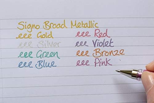 uni-ball 153486323 1 mm UM-153 Signo Broad Metallic Rollerball Pen with Super Ink - Gold