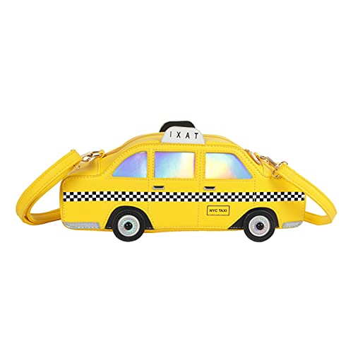 Oweisong Fun Purses for Women Novelty Car Taxi Shaped Crossbody Bag Ice Cream Bus Laser Holographic Shoulder Handbag for Girl