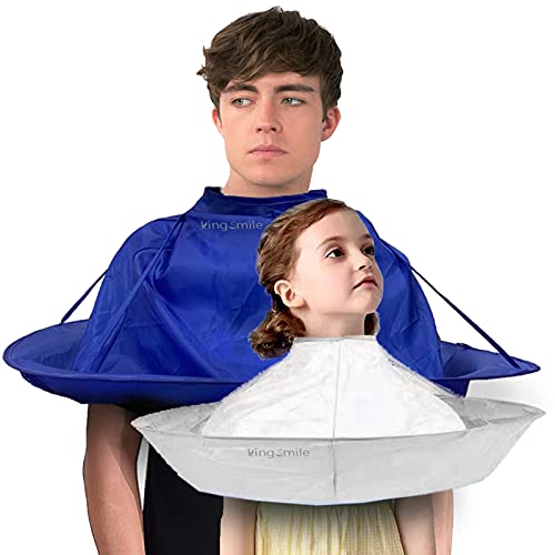 2Pack Hair Cutting Cape Umbrella, Foldable Hair Cape, Professional Hair Cutting Cloak Umbrella Cape, Haircut Cape for Hair Stylist and Home Stylists Combinations for Adults and Kids Kingsmile