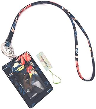 WONDERFUL FLOWER Badge Holder, Lanyard with ID Holder, Floral ID Card Holder with Lanyard, Lanyards for ID Badges (Orange Flourishing)