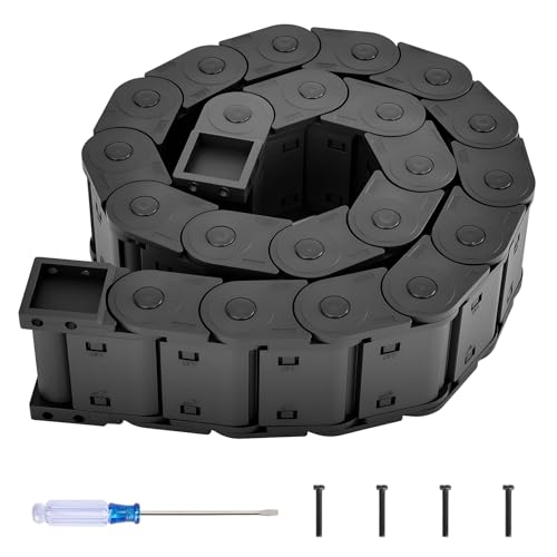 CAMXTOOL 1Pcs Plastic Drag Chain Cable Carrier, 25 x 57mm Cable Chain 39.37'' Long, Fully Closed Type & Detachable, Wire Carrier Cable for Electrical CNC Router Machines