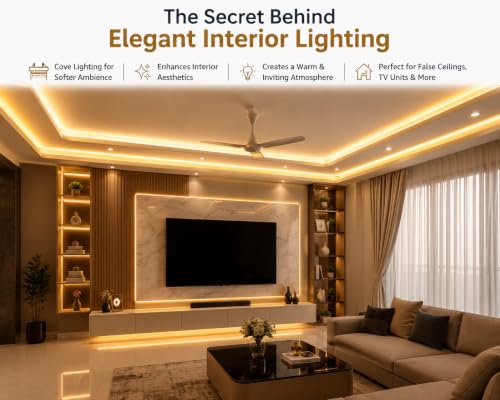 Image of Quace 5M Neon LED Strip Light Warm White, Flexible Silicone Rope Light, IP65 Waterproof, Cuttable LED Strip for False Ceiling, Bedroom, Home Decor, Shop Signage, Party & Diwali Decoration